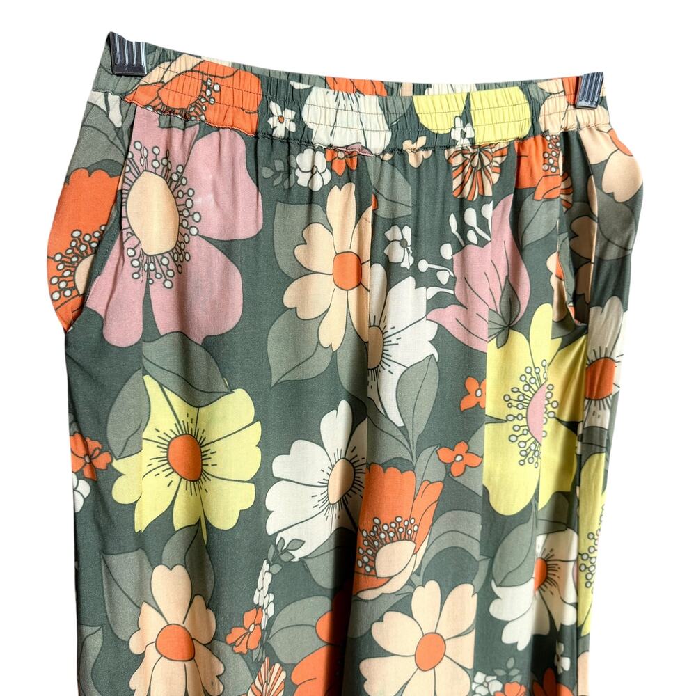 ALBERTINE Floral Bohemian Retro Pants Size XS 100% Viscose Elasticated Waistline - Picture 6 of 8